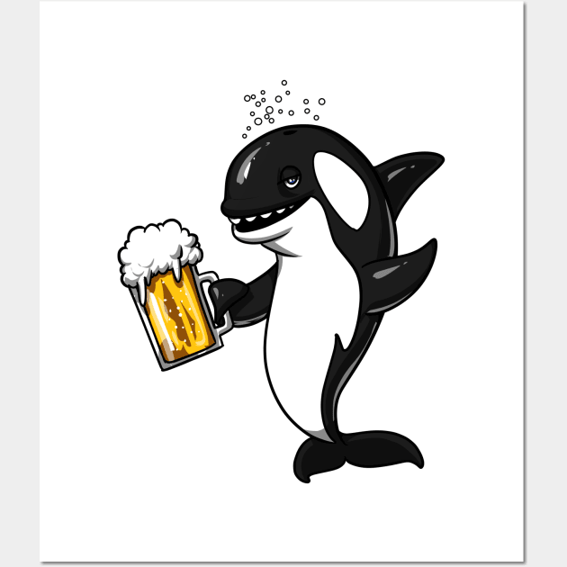 Orca Whale Beer Party Wall Art by underheaven